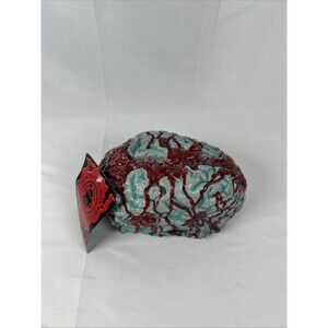 Vtg Don Post Studios Latex Brain Prop Red Teal-grey Sculpted Halloween Y2K